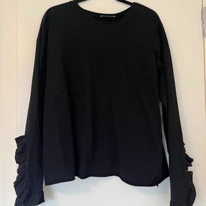 Zara Long Sleeve T-Shirt with Frilled Sleeve Detail
